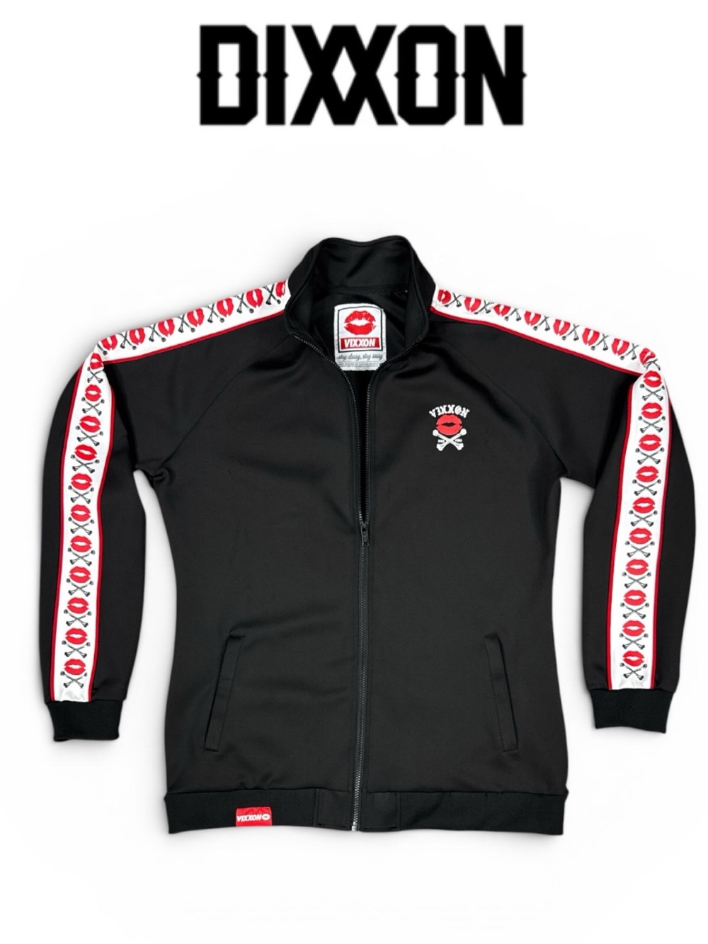 DIXXON FLANNEL CO. VIXXON LIPS & BONES BLACK TRACK JACKET LTD EDITION SIZE 2X